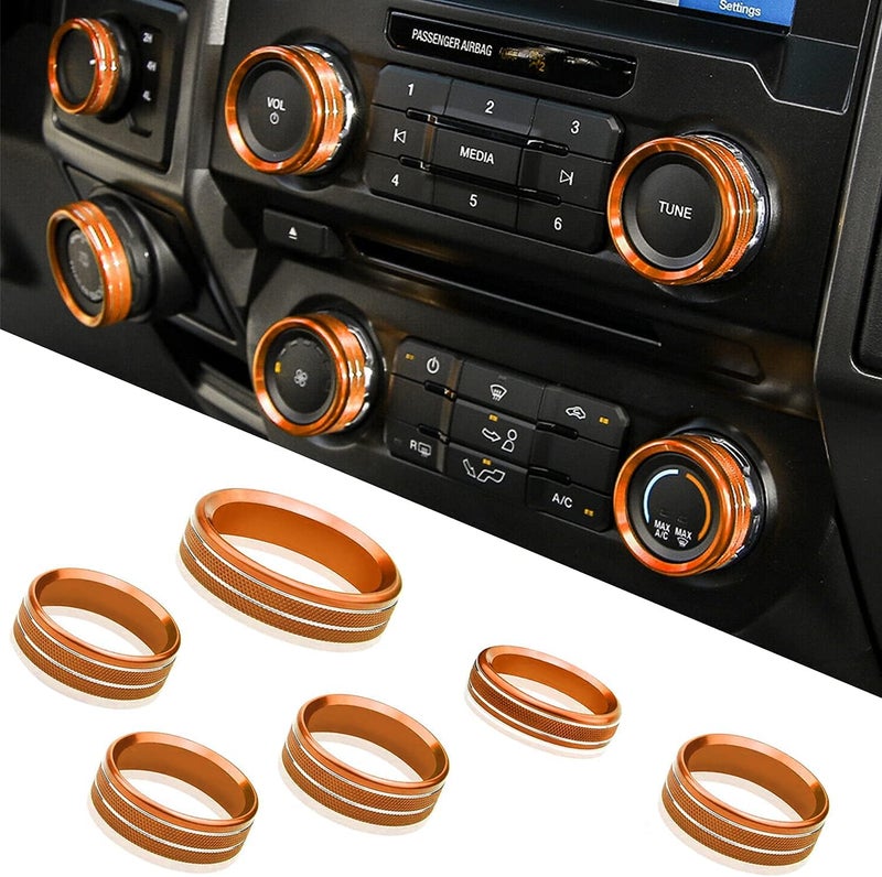 Bentolin Knob Cover for F150 AC Climate Control Switch/Trailer/4WD/VOL/Tune Button Interior Center Console Trim Accessories Compatible with Ford F150 XLT 2016 2017 2018 2019 (Orange 6 Pcs) - Image 5
