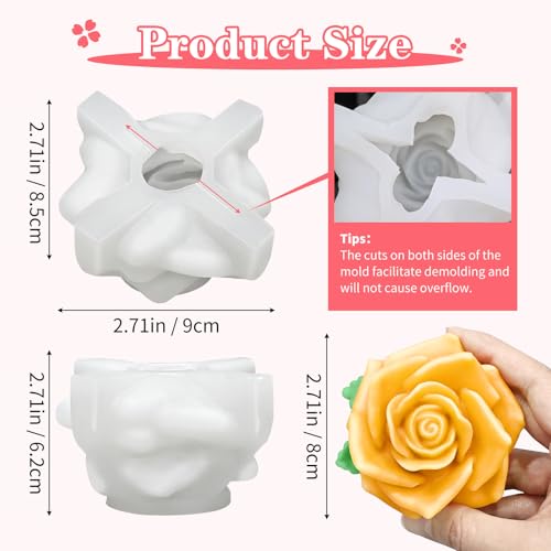 ZQYSING Large Rose Candle Molds, Rose Molds for Candles, 3D Flower Silicone Mold for Soap Wax Plaster Epoxy Resin Casting Clay Home Décor Handmade Gift - Image 5
