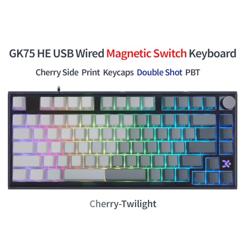 MOLGRIA x SKYLOONG 75% Gaming Keyboard, GK75 HE USB Wired Magnetic-Switch Mechanical Keyboard with Cherry Profile Double-Shot PBT Keycaps, South-Facing RGB Backlit and Knob(Grey Contrast Twilight) - Image 2