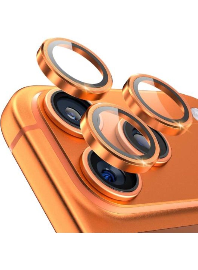 iPhone 17 Pro, Pro max HD Plus Camera Lens/ Ultra-Clear Lenses/ 9H Durable Glass/ Anti-Fingerprint/ Shatter Protection/ Water Resistant/ HD Clarity - Orange Titanium