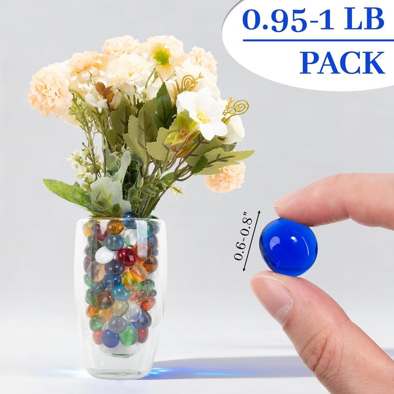 Foncomy Mixed Color Flat Glass Marbles, 0.97 lb Vase Filler Pebbles Gems, Decorative Glass Beads for Vases, Table Scatter, Crafts, Floral, Mancala Stones, Centerpieces, Aquarium Rocks for Fish Tank - Image 2