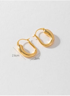 Generic Simple fashion ear buckle cold wind geometric shape round needle buckle earrings copper plated real gold color preserving earrings  - Image 1
