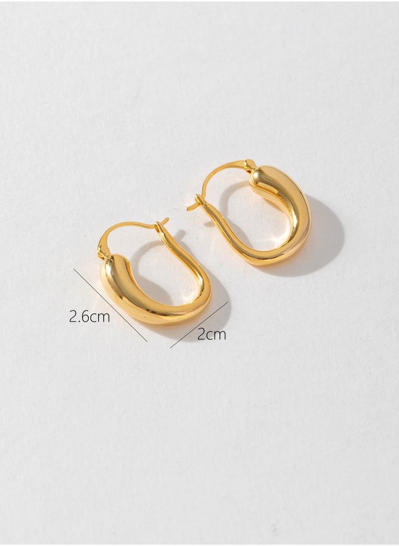 Generic Simple fashion ear buckle cold wind geometric shape round needle buckle earrings copper plated real gold color preserving earrings  - Image 1