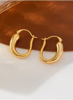 Generic Simple fashion ear buckle cold wind geometric shape round needle buckle earrings copper plated real gold color preserving earrings  - Image 3