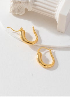 Generic Simple fashion ear buckle cold wind geometric shape round needle buckle earrings copper plated real gold color preserving earrings  - Image 2