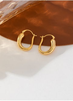 Generic Simple fashion ear buckle cold wind geometric shape round needle buckle earrings copper plated real gold color preserving earrings  - Image 4
