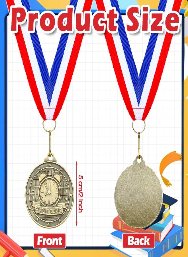 Quelay 100 Pcs Award Medals Bulk 2 Inch Gold Winner Medals with Neck Ribbons for Sports Tournaments Competitions Party Favors(Perfect Attendance) - Image 2