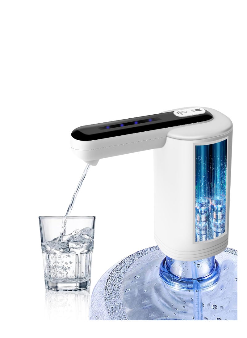 SYOSI مضخة مياه كهربائية، موزع مياه لزجاجة سعة 5 جالون، مضخة مياه كهربائية محمولة للشرب، مضخة مياه أسرع بمحركين عالميين، موزع جالون مياه كهربائي صامت بالأبيض - Image 1