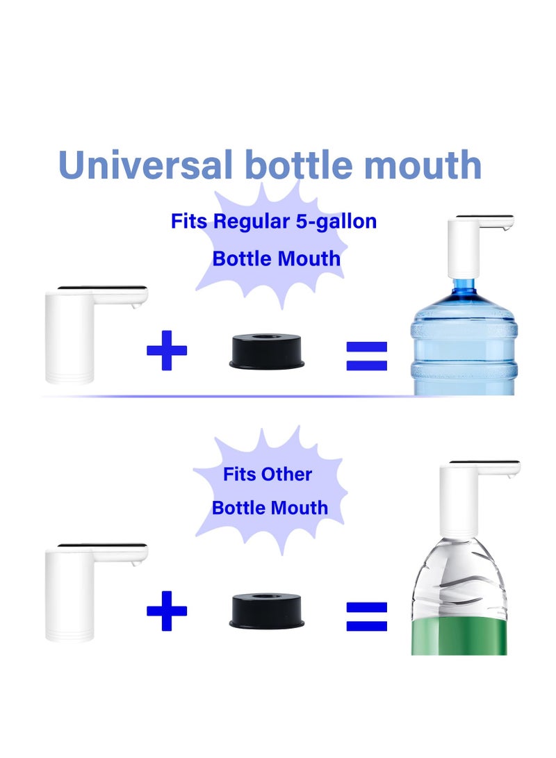 SYOSI مضخة مياه كهربائية، موزع مياه لزجاجة سعة 5 جالون، مضخة مياه كهربائية محمولة للشرب، مضخة مياه أسرع بمحركين عالميين، موزع جالون مياه كهربائي صامت بالأبيض - Image 2