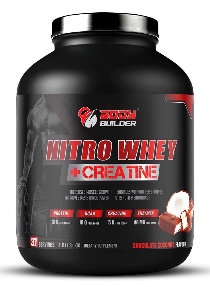 Body Builder Nitro Whey + Creatine, Chocolate Coconut, 4 Lb