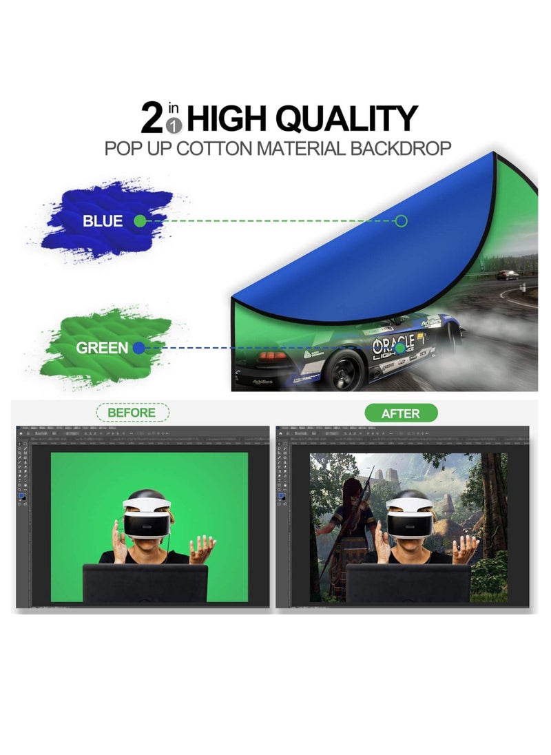 2-in-1 Pop Up Chromakey Background (150 x 200cm)