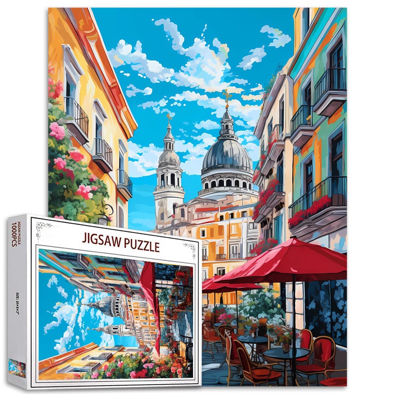 Tucocoo Jigsaw Puzzles 1000 Pieces for AdultsSpain Madrid Landscape PuzzleChallenging Puzzle Perfect for Game NightsDIY Home Wall DecorStreet Scenery Art Puzzles Colorful City View 27 x 20 - Image 3