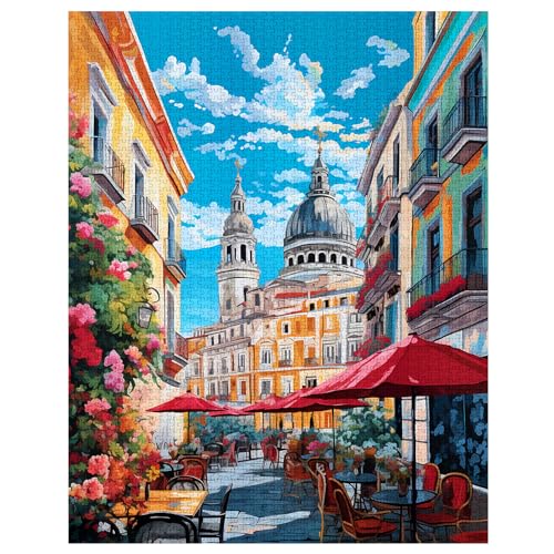 Tucocoo Jigsaw Puzzles 1000 Pieces for AdultsSpain Madrid Landscape PuzzleChallenging Puzzle Perfect for Game NightsDIY Home Wall DecorStreet Scenery Art Puzzles Colorful City View 27 x 20 - Image 5