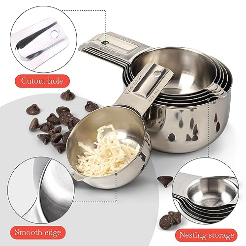 Bellemain One-Piece Stainless Steel Measuring Cups Set of 6 – Nesting Metal Measuring Cups for Kitchen – Dry & Liquid Measurements (ML & OZ), Rust-Resistant, Dishwasher Safe, Ergonomic Design - Image 2