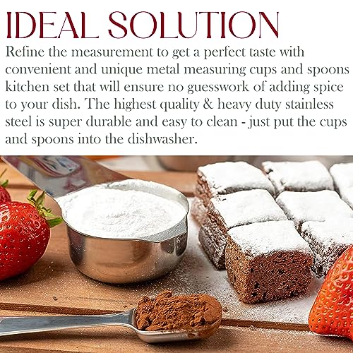 Bellemain One-Piece Stainless Steel Measuring Cups Set of 6 – Nesting Metal Measuring Cups for Kitchen – Dry & Liquid Measurements (ML & OZ), Rust-Resistant, Dishwasher Safe, Ergonomic Design - Image 5
