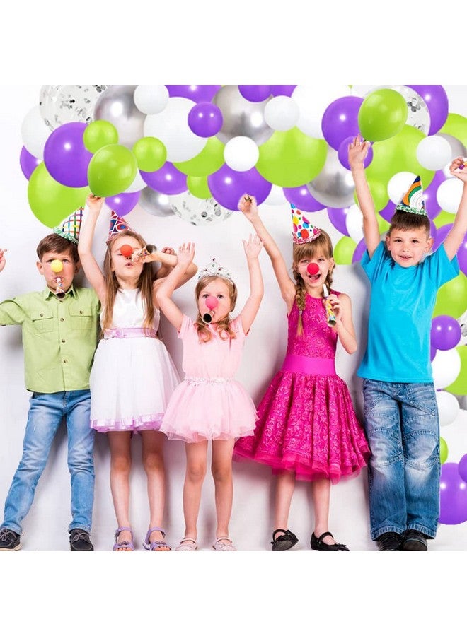 لوديو ليموني أخضر بويبل أبيض فضي بالون جارلاند قوس عدة 127 قطعة بالونات خضراء ليمونية أرجوانية بالونات بيضاء أرجوانية بالونات فضية معدنية لعيد الميلاد والذكرى السنوية وديكورات التخرج - Image 3