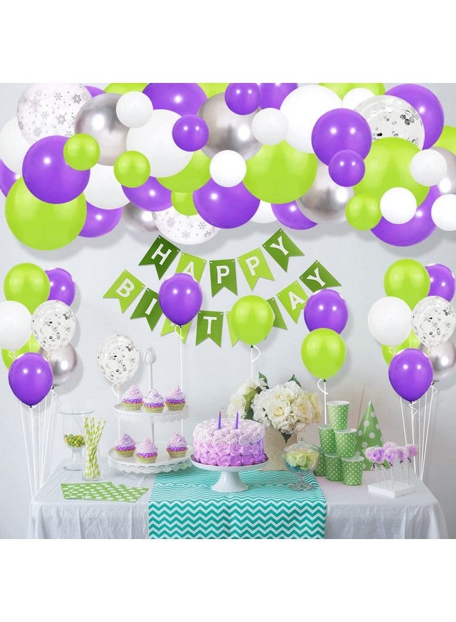 لوديو ليموني أخضر بويبل أبيض فضي بالون جارلاند قوس عدة 127 قطعة بالونات خضراء ليمونية أرجوانية بالونات بيضاء أرجوانية بالونات فضية معدنية لعيد الميلاد والذكرى السنوية وديكورات التخرج - Image 2