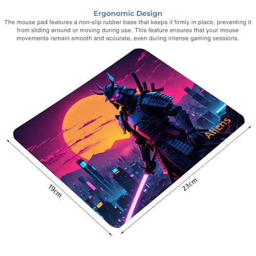 Aliens Mouse Pad for Computer, Laptop, Smooth Premium Cloth Surface, Non-Slip Rubber Base, Speed and Precision Operation Compatible with Laser and Optical Mouse, Gaming, Office, Home 230x190mm (NE-36) - Image 3