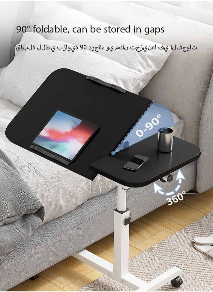 ديدا كوسموس طاولة بجانب السرير، مكتب متحرك بجانب السرير، حامل كمبيوتر محمول متحرك، طاولة قابلة للإمالة فوق السرير مع عجلات وطاولة صينية قابلة لضبط الارتفاع لطاولة الكمبيوتر المحمول، طاولة جانبية للأريكة (أسود)  - Image 5