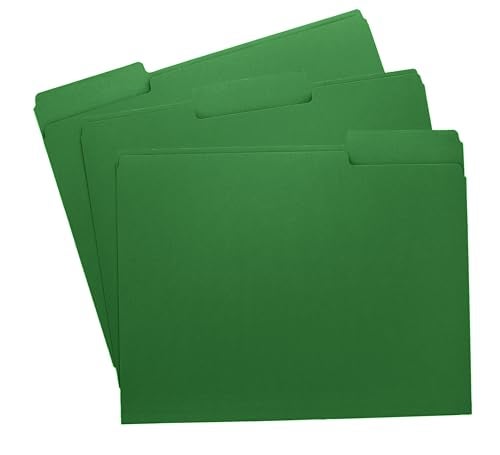 ACTIVITYYA Green File Folders, 1/3-Cut Tabs, Letter Size, 12-Pack – Durable Office Filing Folders for Documents, Papers, and Organization - Image 1