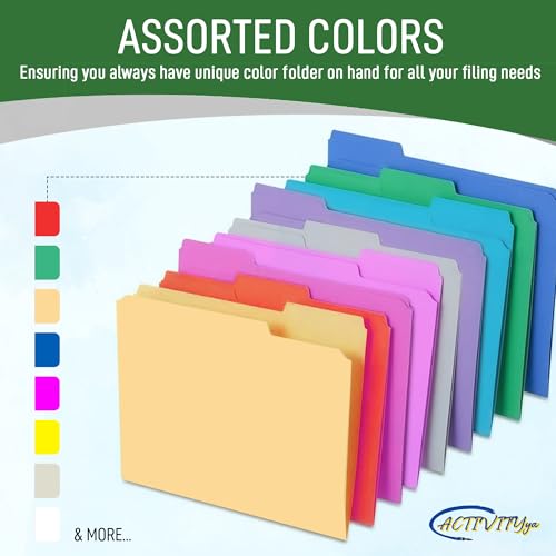 ACTIVITYYA Green File Folders, 1/3-Cut Tabs, Letter Size, 12-Pack – Durable Office Filing Folders for Documents, Papers, and Organization - Image 3