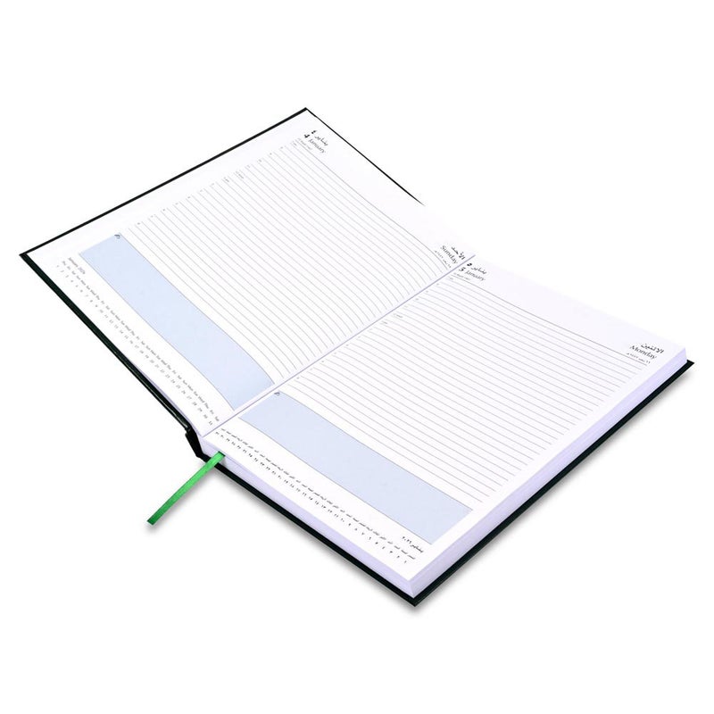 FIS 2026 A4 Diary, 210x297mm Size, 1 Side Padded Vinyl Cover, 1 Day a Page Format, Arabic/English, 60gsm White Paper, Green Cover-FSDI42AEN26GR - Image 3