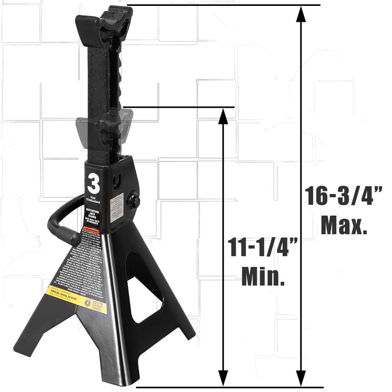 Torin At43202B Steel Jack Stands: 3 Ton (6 000 Lb) Capacity  Black  1 Pair - Image 2