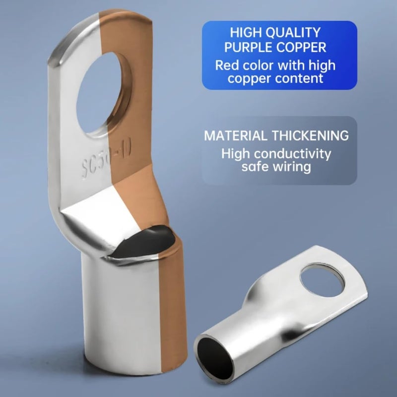 6 Pcs 8-10mm² Copper Tubular Cable Terminals - High Quality Electrical Connectors for Connecting Wires and Screws Easily and Safely - Image 2