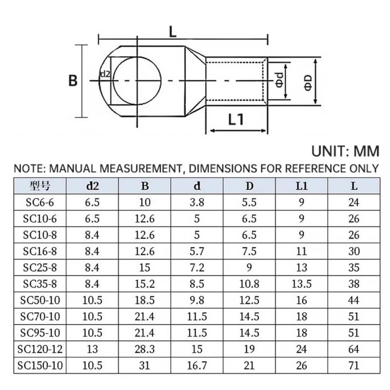 6 Pcs 8-10mm² Copper Tubular Cable Terminals - High Quality Electrical Connectors for Connecting Wires and Screws Easily and Safely - Image 1