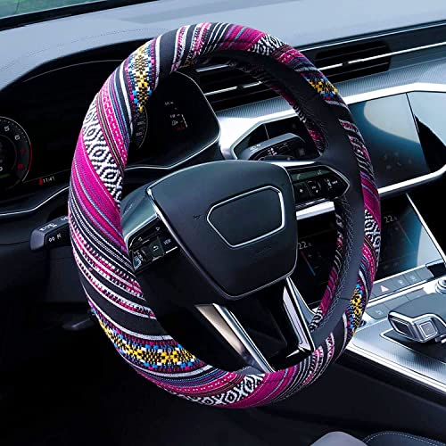 Limsas Boho Steering Wheel Cover Elastic Microfiber for Women, Universal Fit 15 inch Car SUV, Hippie Style Protector Cover, Anti-Slip, Breathable, Absorbing Sweat - 03 - Image 1