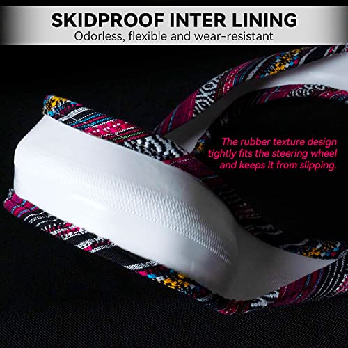 Limsas Boho Steering Wheel Cover Elastic Microfiber for Women, Universal Fit 15 inch Car SUV, Hippie Style Protector Cover, Anti-Slip, Breathable, Absorbing Sweat - 03 - Image 4