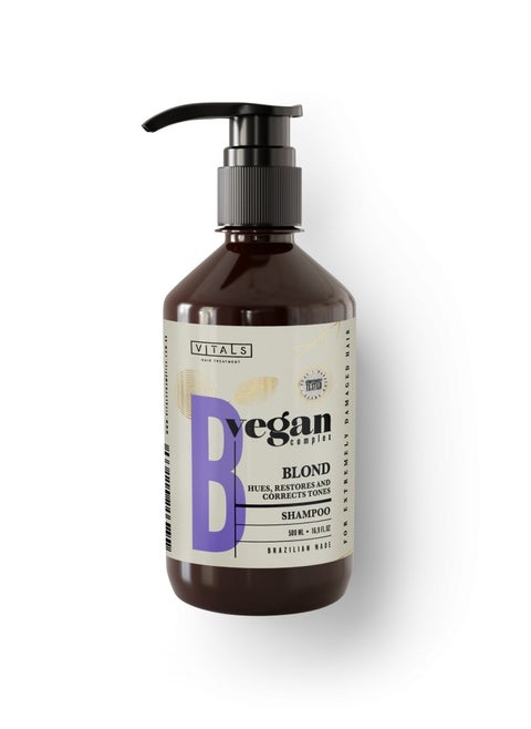 Blonde Vegan Complex Shampoo for the care of blonde and dyed hair helps effectively moisturize and neutralize unwanted orange tones making it more vibrant and shiny