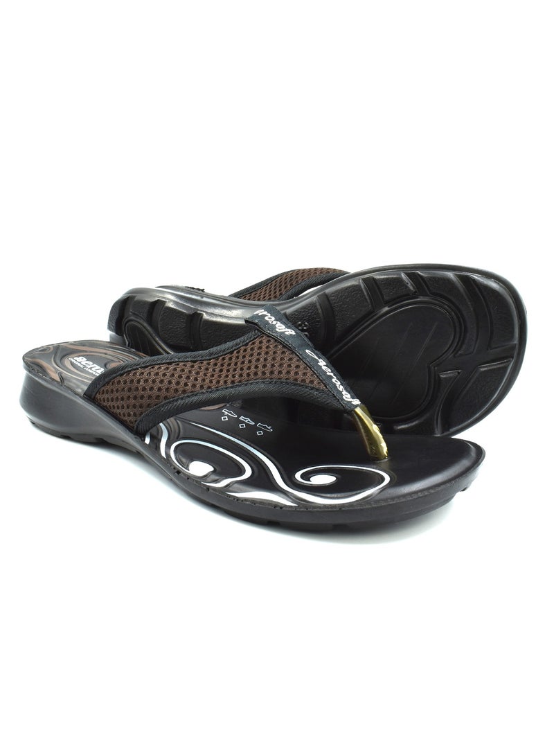 Aerosoft C2218 Ladies Brown Slippers - Image 2