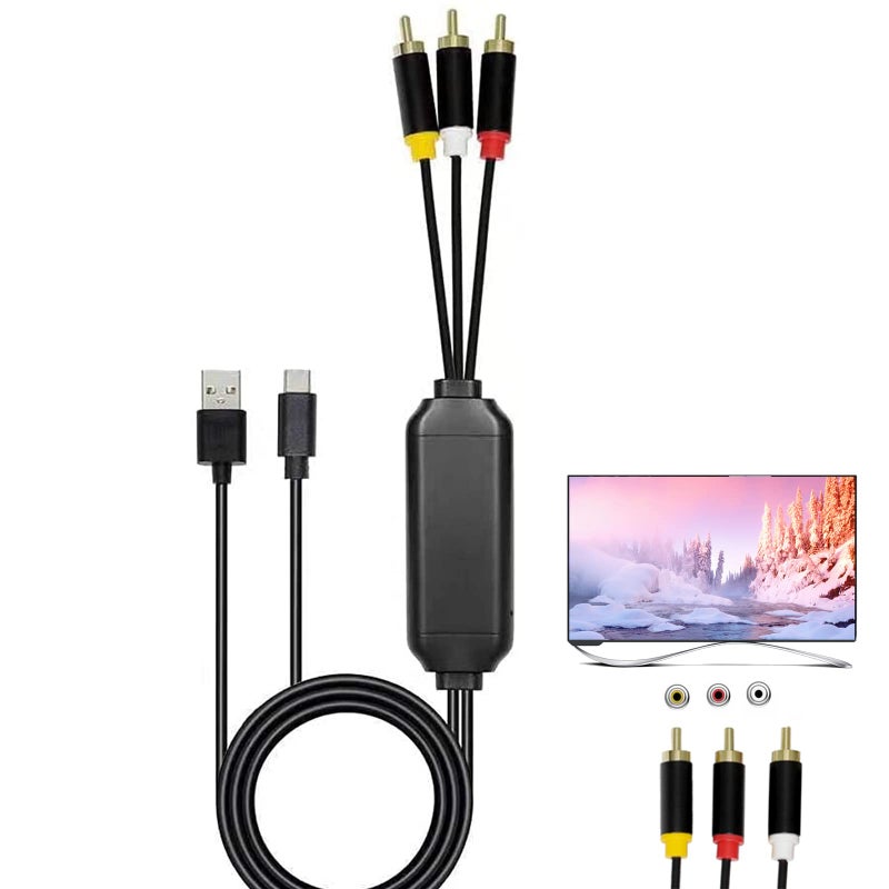 ECDREAM USB C to RCA Cable Adapter, 6Ft Type-C to RCA Wired Screen Mirroring with USB A(Charging),USB C Male to 3 RCA Male,Suitable for TV, Monitor, Speaker - Image 1
