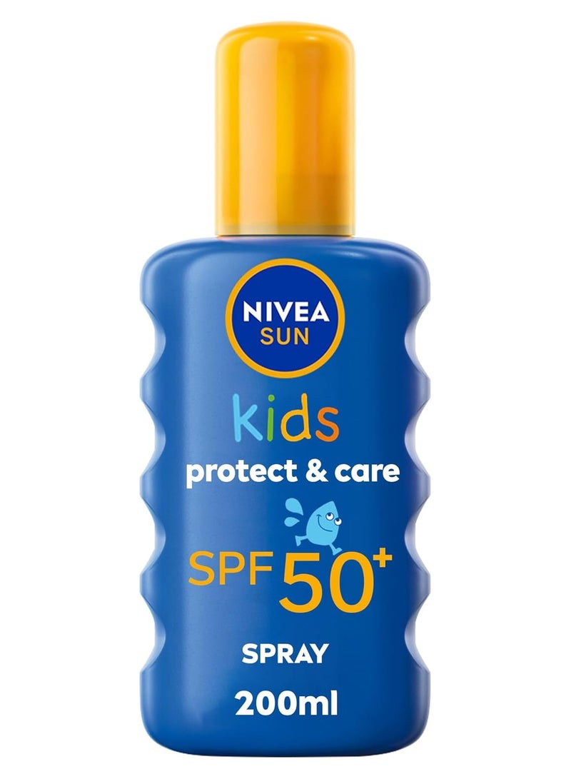 Nivea NIVEA SUN Kids Sunscreen Spray, Protect & Care, SPF 50+, 5in1 Skin Protection, Very High and Immediate UVA & UVB Protection, Extra Water Resistant, 200ml  - Image 1