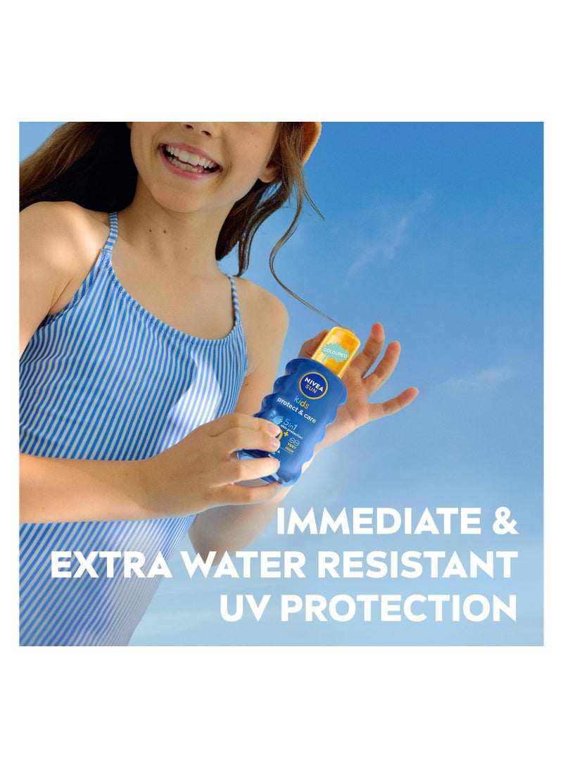 Nivea NIVEA SUN Kids Sunscreen Spray, Protect & Care, SPF 50+, 5in1 Skin Protection, Very High and Immediate UVA & UVB Protection, Extra Water Resistant, 200ml  - Image 3