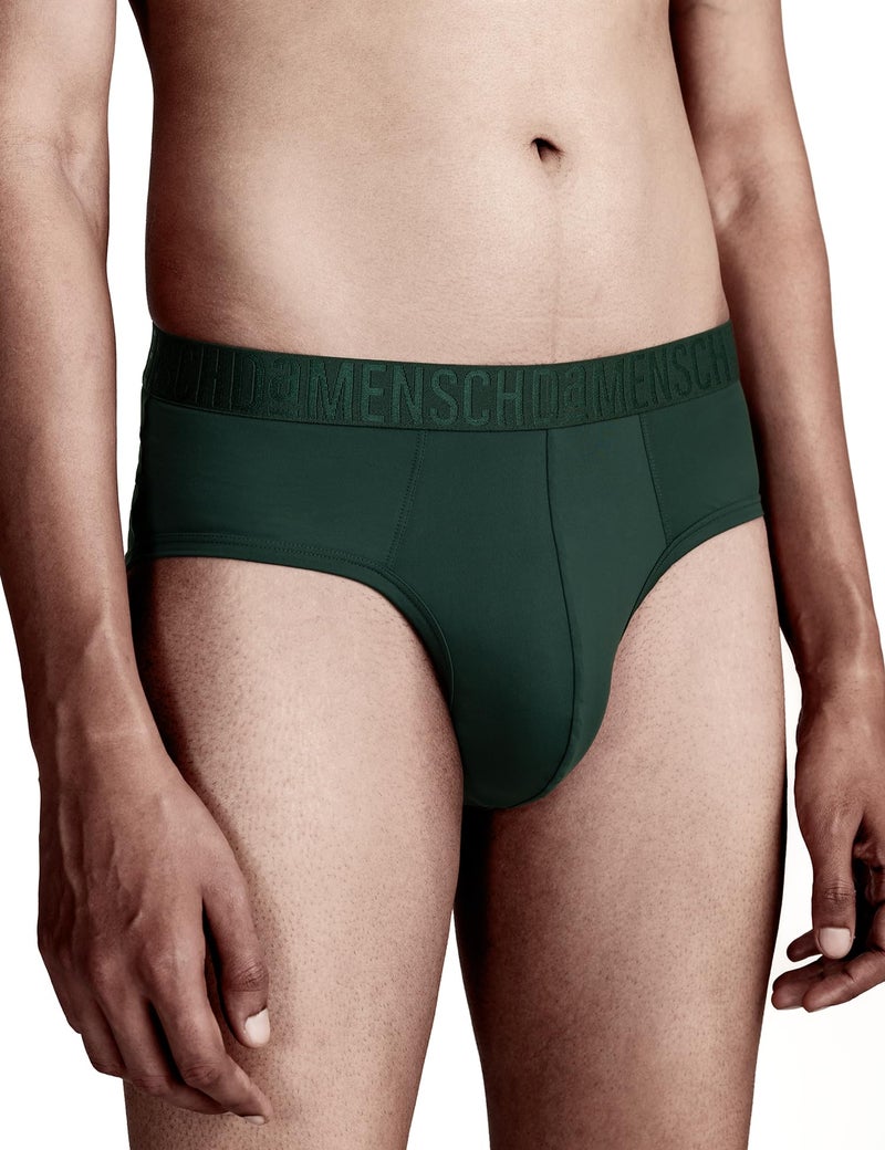 DAMENSCH Unreal Brief for Men, Microfiber Spandex Underwear for Men, Ultra-Lightweight, Soft No-Curl Waistband Mens Brief, Anti-Static Mens Briefs, Mid-Rise Underwear for Man-Emerald Green-M - Image 1