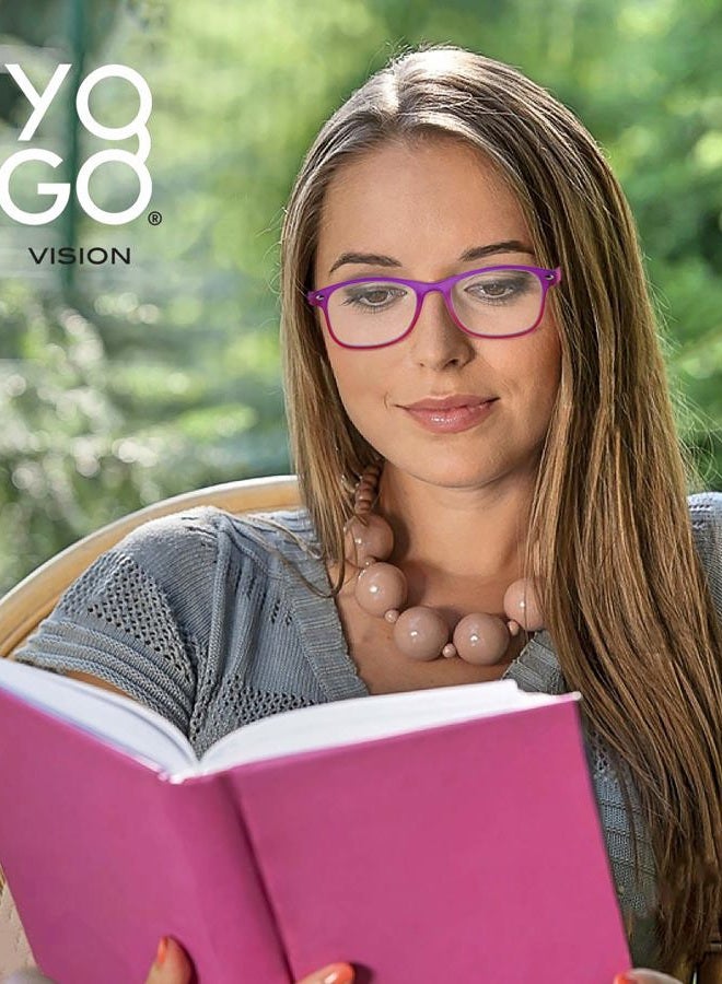 Yogo Vision Blue Light Reading Glasses for Men and Women Two Tone Havana Rectangle Readers Set of 5, 5 Pack: Yellow Orange Red, Teal Blue, Purple Pink, Yellow Orange Green, Blue Purple,, 52-18-142 - Image 5