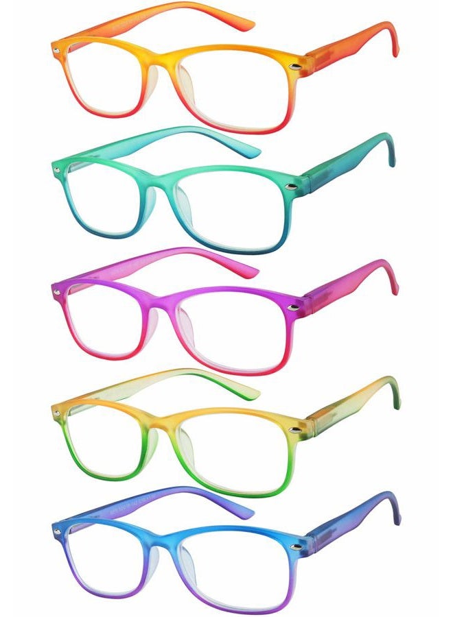 Yogo Vision Blue Light Reading Glasses for Men and Women Two Tone Havana Rectangle Readers Set of 5, 5 Pack: Yellow Orange Red, Teal Blue, Purple Pink, Yellow Orange Green, Blue Purple,, 52-18-142 - Image 1