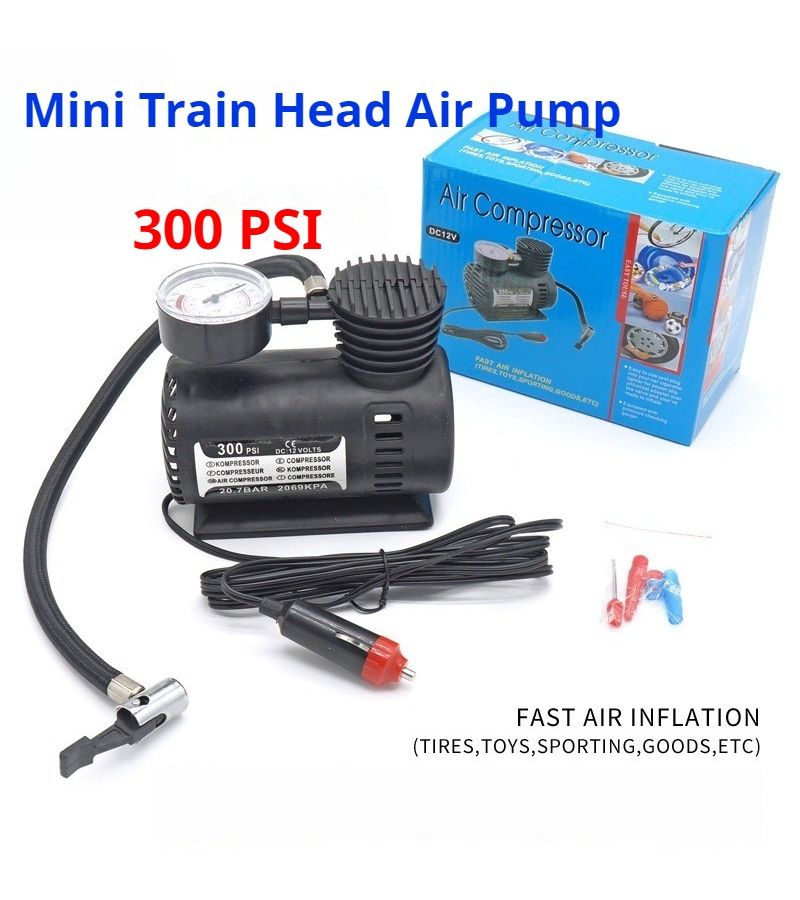 مضخة هواء محمولة 300 PSI تعمل بتيار 12 فولت لتزويد السيارات بالطاقة، نفاخ إطارات صغير للدراجات الهوائية والدراجات النارية والسيارات والكرات، مناسب للتخييم في الهواء الطلق - أسود. - Image 3
