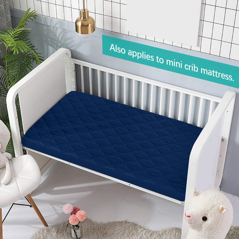 Biloban Pack and Play Mattress Protector Sheets Fitted Waterproof Pack and Play Mattress Pad Cover, Compatible with Graco Pack n Play & Dream On Me & Pamo Babe, Playpen/Playard Sheet Quilted, Navy, 39" x 27" - Image 4