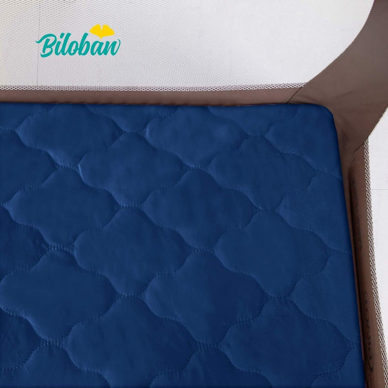 Biloban Pack and Play Mattress Protector Sheets Fitted Waterproof Pack and Play Mattress Pad Cover, Compatible with Graco Pack n Play & Dream On Me & Pamo Babe, Playpen/Playard Sheet Quilted, Navy, 39" x 27" - Image 5