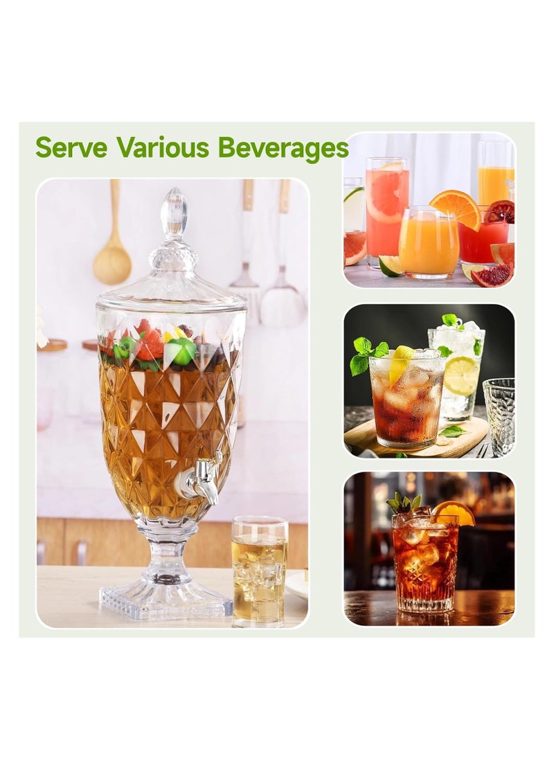 Generic - 2 Pcs Drink Dispensers for Parties, 0.8-Gallon Glass Beverage Dispensers with Stands & Metal Spigots, Vintage Crystal Clear Iced Beverage Servers, Wide Mouth Glass Containers for Juice - Image 1