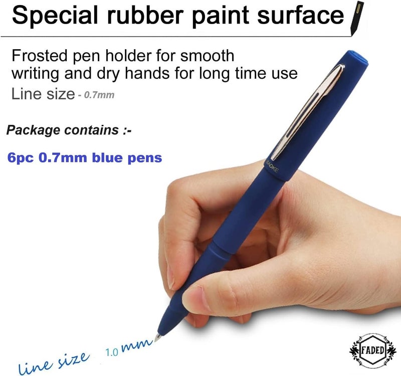 Faded Baoke Gel Pen Set | 0.7mm Fine Point Roller Ball Pens for Smooth Writing & Precision | Professional Line Drawing Pens for Artists, Designers & Illustrator (Blue-Pack of 6) - Image 5