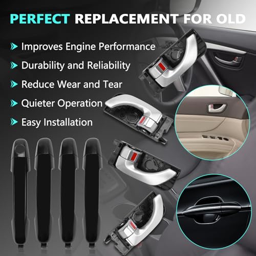 Gaogsiy 8PCS Interior Door Handles and Exterior Door Handles fits Sonata 2005 2006 2007 2008, Front and Rear Side Replace 826103K020XZ，82610-3K020, - Image 5