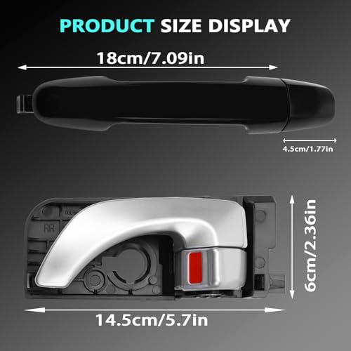 Gaogsiy 8PCS Interior Door Handles and Exterior Door Handles fits Sonata 2005 2006 2007 2008, Front and Rear Side Replace 826103K020XZ，82610-3K020, - Image 3