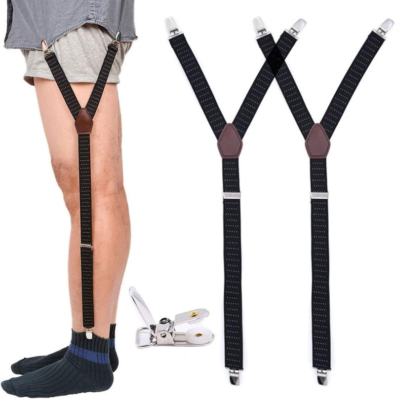 Kedofe Mens Shirt Stays Military Adjustable Elastic Garter Straps Sock Non-slip Clamps - Image 1