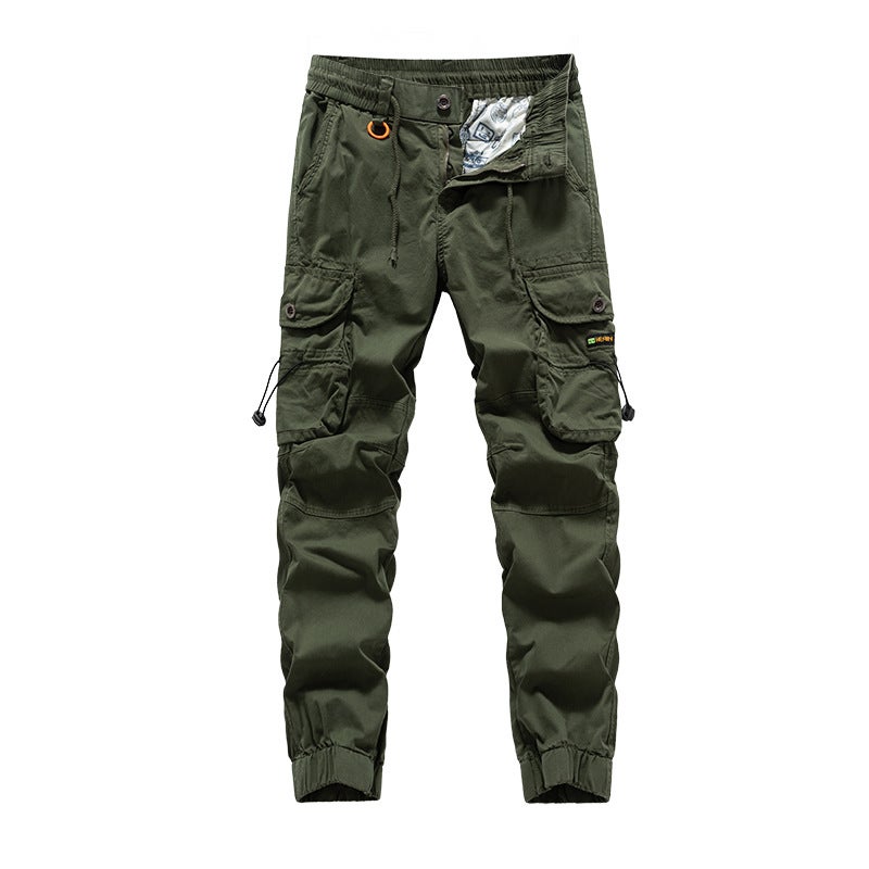 Retro Casual Mens Loose Cargo Pants with Pockets Grey