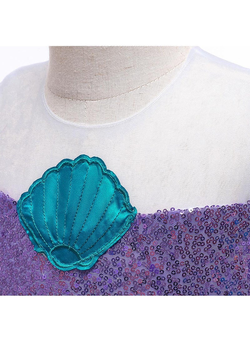 Generic - Children's cosplay clothing mermaid mesh sequins shell princess dress girl dress performance dress 110cm - Image 1