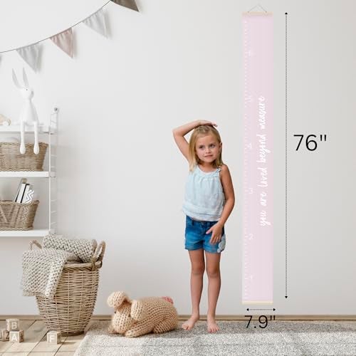 Morxy Canvas Growth Chart for Kids - Unisex Room Wall Decor - Measuring Height Wall Tape (Loved Beyond Measure- Pink) - Image 3